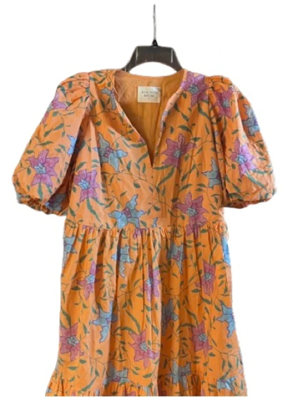 EUC Tuckernuck Hyacinth House Orange Floral Cisco Tiered Maxi Dress Small